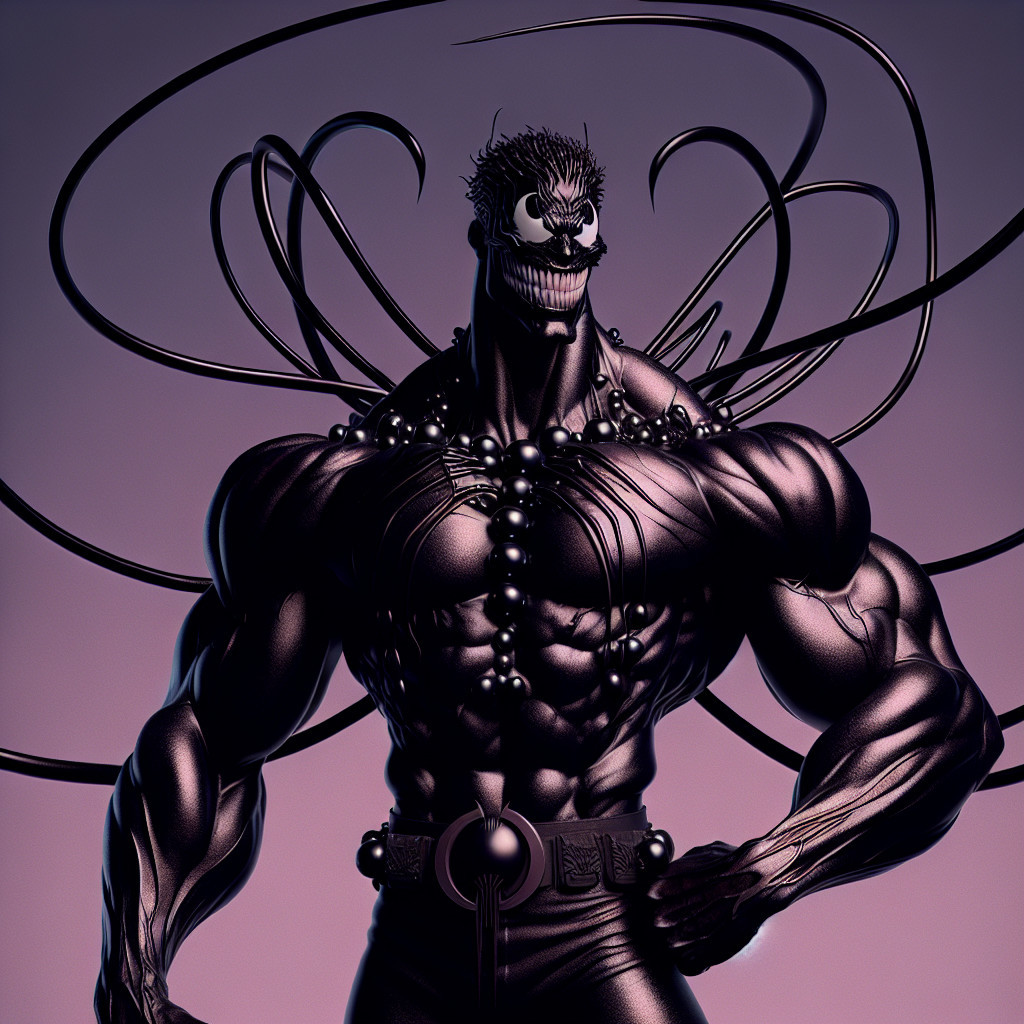 Muscular Character with Dark Tendrils and Sinister Smile