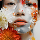 Close-up of a face with floral patterns and dark skin